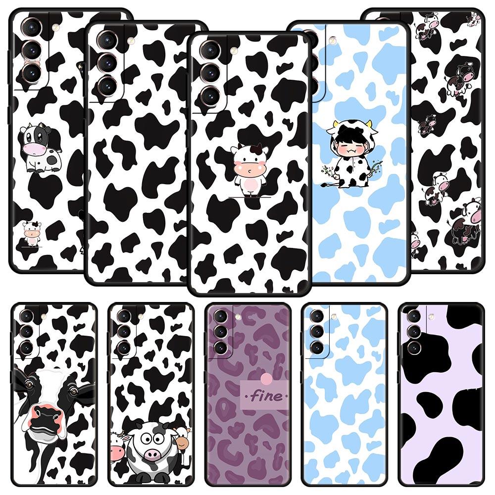 

White Black Cow Pattern Phone Case For Samsung Galaxy S24 S23 S22 S20 Ultra S21 FE 5G S10 S9 Plus S10E Soft Silicone Cover