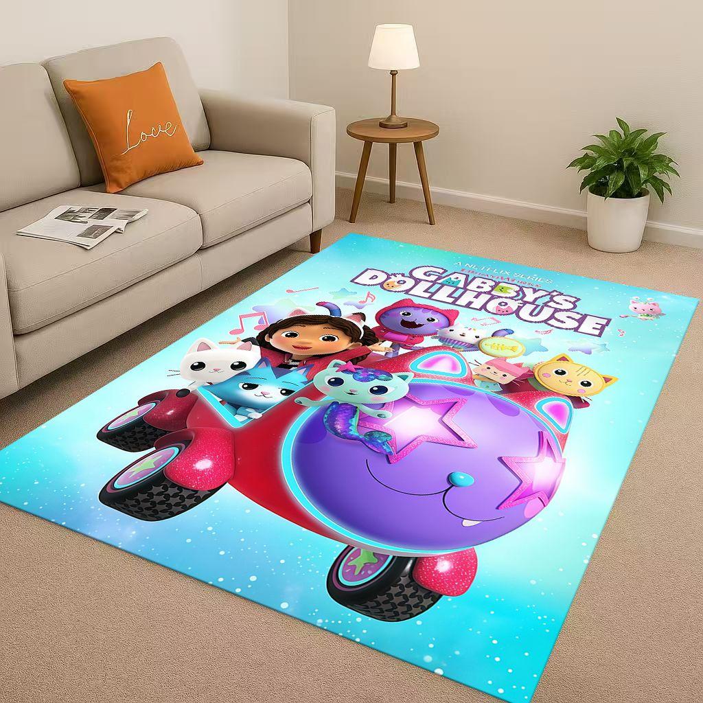 HD Cute Gabbys Dollhouse Cartoon Girl Living Room Non-Slip Area Rug Soft Carpet for Bedroom Playroom and Sofa,Home Decor Doormat