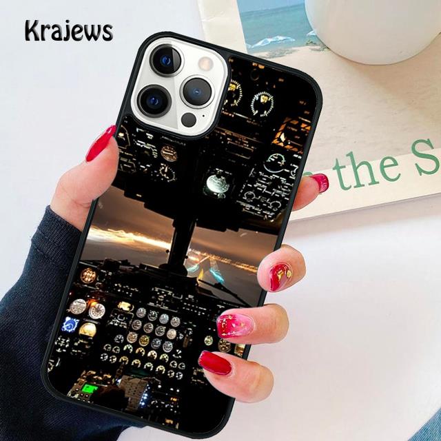 

Aircraft Airplane Cockpit soft Phone Case Cover For iPhone 17 Air 16 15 14 plus 12 13 pro max coque Fundas iPhone 16e