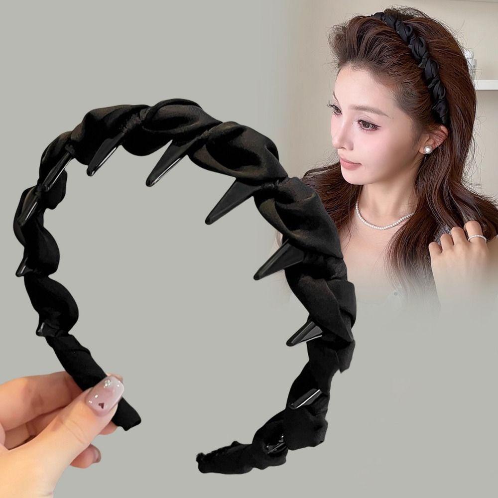 Comfortable Wrapped Hair Hoop Wave Pattern Non-Slip Headband Women's Satin Hairband  Daily Wear