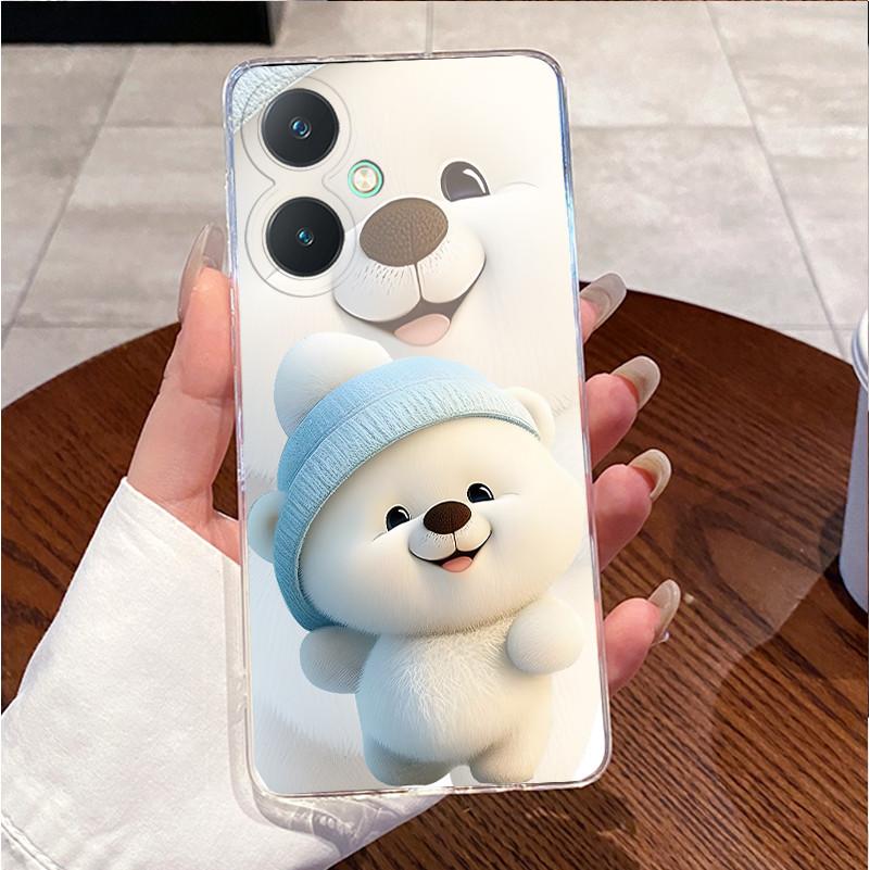 For Vivo Y27 V2249 / Y27 5G V2302 / Y27s V2322 Case Clear Cover Luxury Cute Love Heart Rabbit Funny Soft Silicone TPU Phone Case