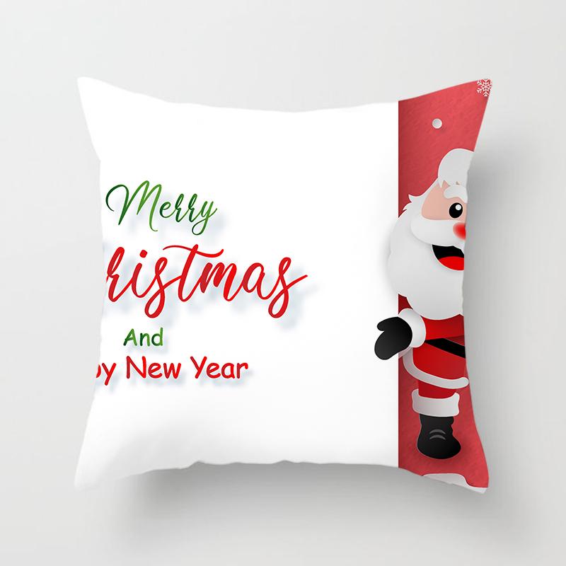 Cartoon Santa Claus Pillowcase Sofa Kids Room Decoration Merry Christmas Cushion Cover