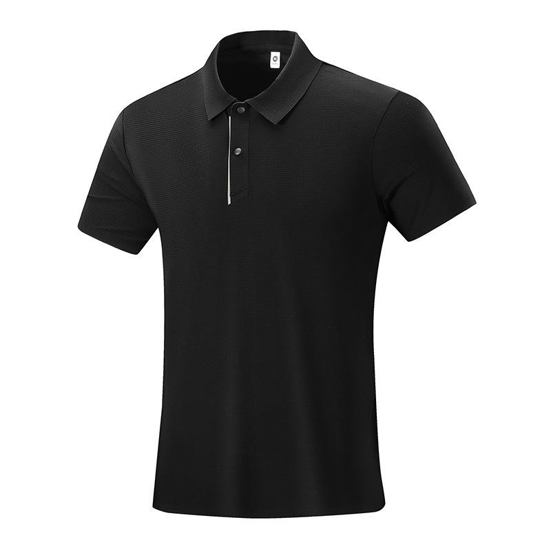 Short-sleeved Sports POLO Shirt Men's Ice Silk Lapel T-shirt Casual Business Zipper Lapel T-shirt