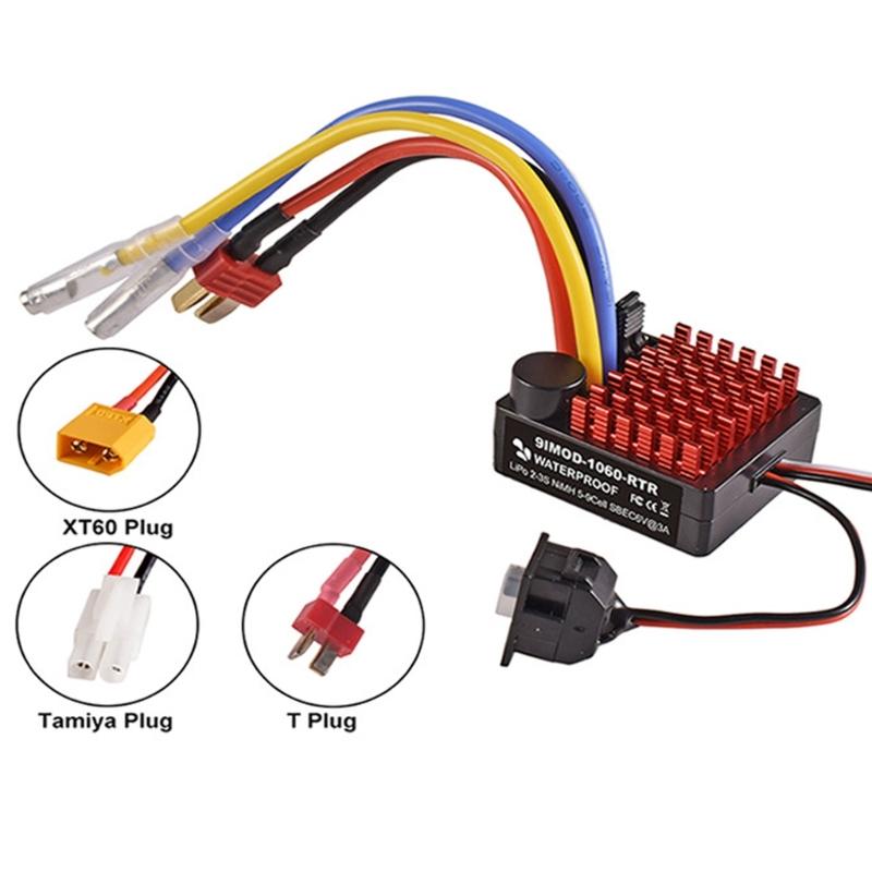 Waterproof 60A Brushed ESC For 1/10 Scale Crawlers Car With RTRs Plugs Play And LiPos Compatibility