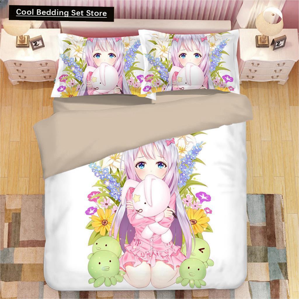 

Kawaii Izumi Sagiri 3D Anime Print Комплект постельного белья Пододеяльники Наволочки Цельный стеганый плед Комплекты постельного белья Постельное белье Пододеяльник EU single(135x200cm)