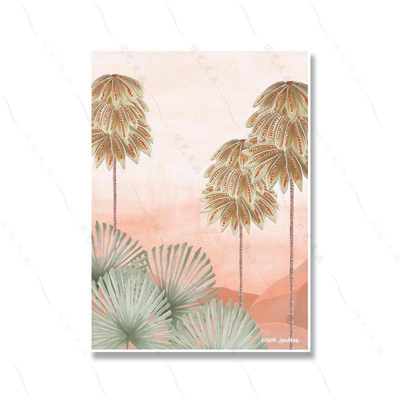 Sun Drenched Bangalow Palm Minimalist Elegant Art Canvas Painting Dusk Pastel Countryside Plains Poster Print Room Home Decor