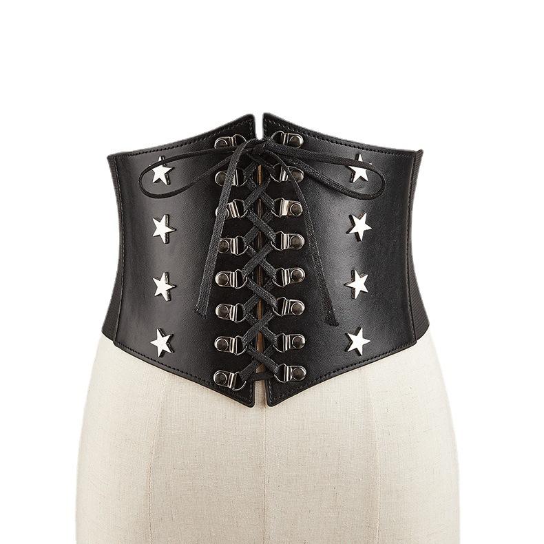Wind Ladies Wide Belt Retro Elastic Elastic Waist Seal Dress Waist Decoration