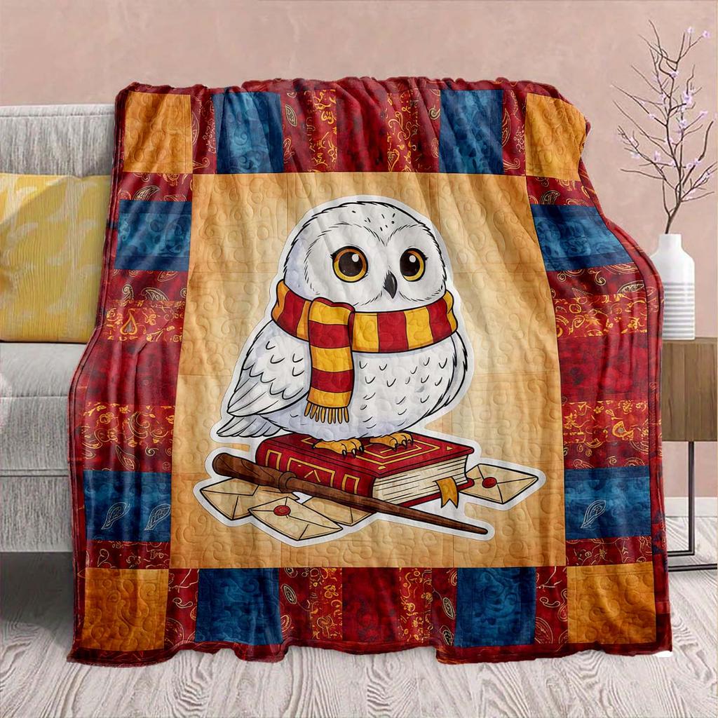 Harry Potter Magic Owl Flannel Blanket - Soft Warm Perfect for Sofa, Bedding Camping Travel Office Home Decor -QJY