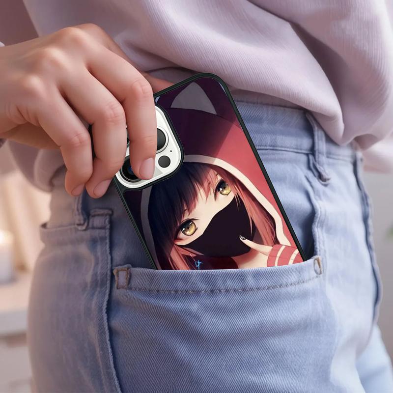 Anime Girl Mask Phone Case For iPhone 17 Air 15 16e 14 13 Pro Max Coque 12 11 Pro Max PLUS cover
