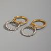 Stainless Steel Two Tone Double Layer Cubic Zirconia Circle Ring 18K Gold Plated Stackable Waterproof Ring for Women Jewelry