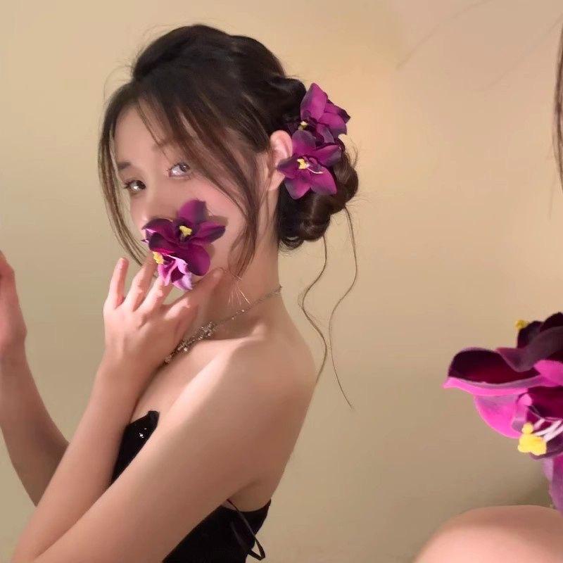 Lily Flower Hair Clip Plastic Flower Hair Claw For Women Girls Sweet Versatile Shark Clip Exquisite Hair Accessories