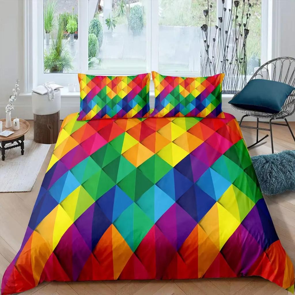 Colorful Art Down Comforter Set Bedding Set 3-piece Duvet Cover Set