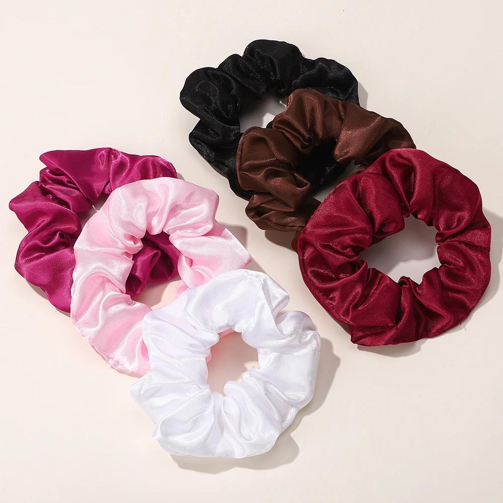 6pcs 4inch Women Silk Scrunchie Elastic Hair Band Multicolor Sweet for Girls Ponytail Holders Chic Hair Rope Hair Accessories