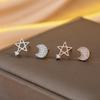 Star Moon Earrings Women'S 2026 Simple Fashion Zircon Asymmetrical Star Moon Earrings Earrings
