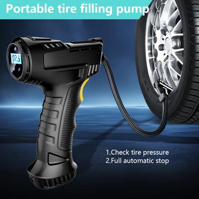 Taşınabilir El Tipi Hava Pompası Araba Lastiği Pompası, Dijital Basınç Ölçer ve Acil Durum LED Işığı ile Donatılmıştır, Basınç Şişirmesini Otomatik Olarak Algılayabilir