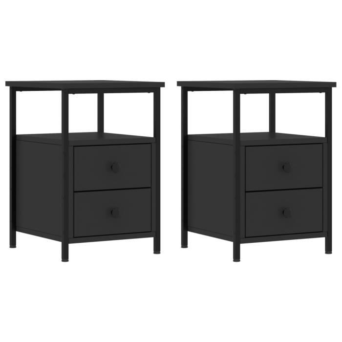 VidaXL Tables de chevet 2 pcs noir 34x35,5x50 cm bois d'ingénierie 826014