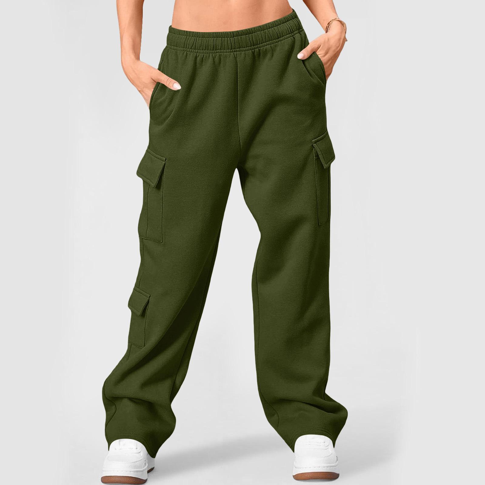 

Womens Cargo Sweatpants Wide Leg Pants Baggy Joggers With Pockets XXL зелений