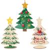 5/10Pcs Wooden Christmas Tree Ornaments with Wooden Base Ropes Unfinished Blank DIY Crafts Xmas Tree Sign Kids Painting Toy Gift