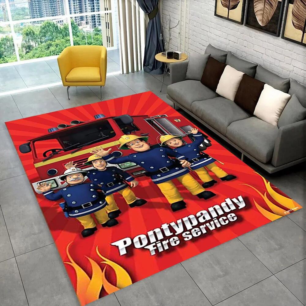 Tappeto per Bambini HD Cartone Animato Sam il Pompiere per Soggiorno Camera da Letto Casa Decorazione Divano, Tappetino Antiscivolo per Giochi Bambini Regalo