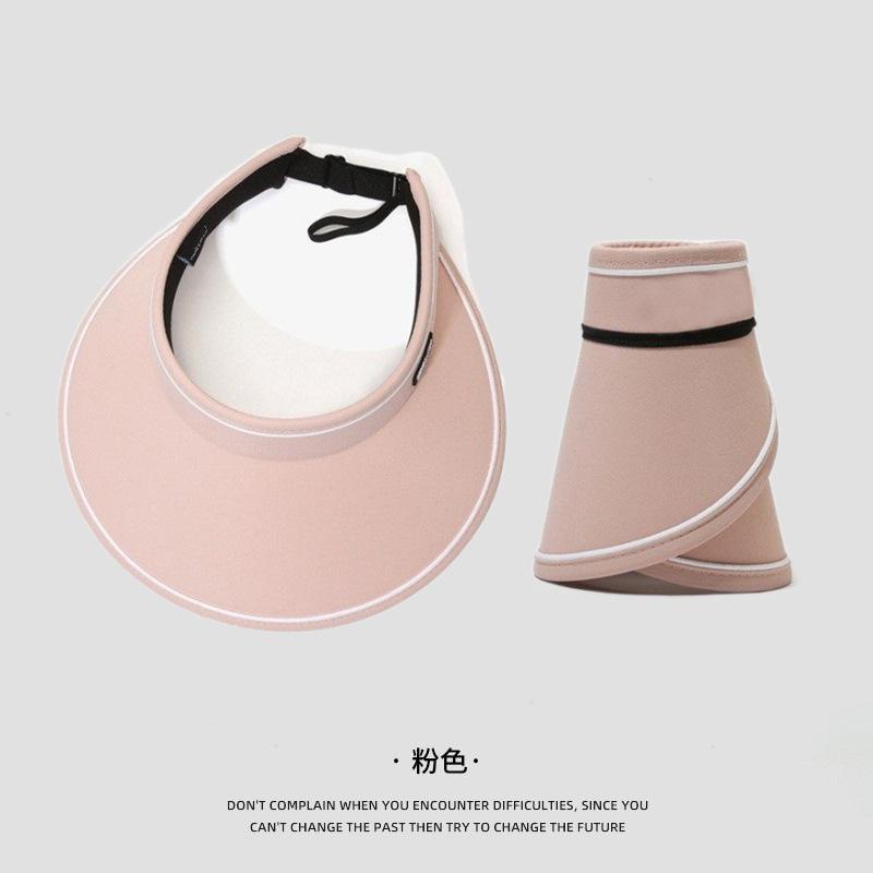 Summer Empty Top Sun Hat Outdoor Sun Protection Breathable Sun Hat Big Head Circumference Brim Fashionable Foreign Style Face Hat Children