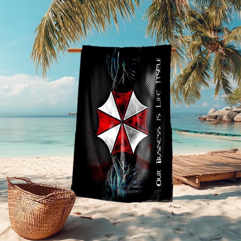 Resident Evil game, Umbrella Corporation, soft beach towel, outdoor camping vacation swimming beach towel, outdoor absorbent bath towel, Q11