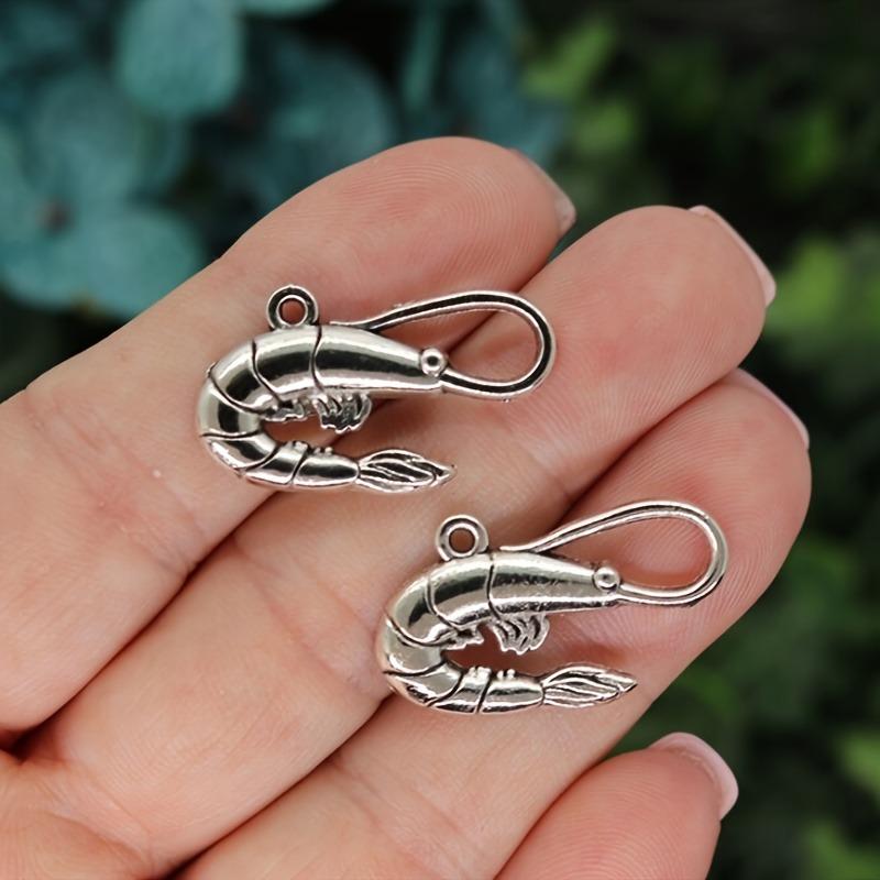 50pcs Cute Lobster Pendant Antique Silver Charm Marine Style Shrimp Pendant for DIY Handmade Earrings Necklace.