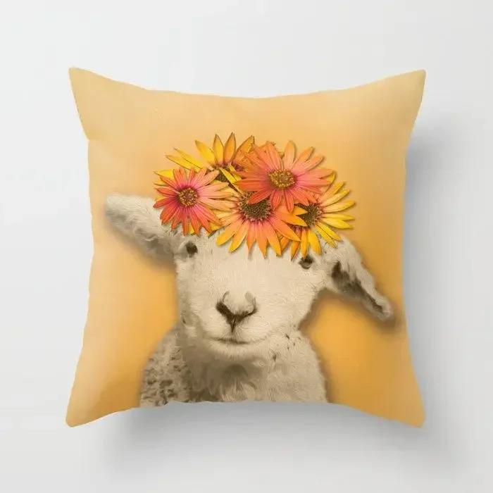 Cushion Cover Cartoon Sheep Peach Pillow   Home Decor Moda