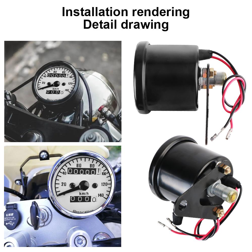 Tachometer Moto Parts Modified Odometer Motobike Accessory Machinery Universal Auto Gauge With LED Light Retro Motorcycle Dashboard