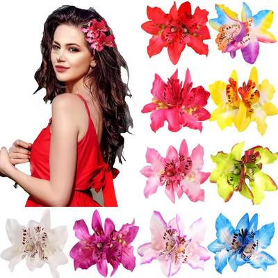 2Pcs Hawaii Orchid Flowers Hair Clips,Bohemia Style Flowers Hairpins ,  Photo Beach Travel Side Clip,Wedding Bridal Accessories