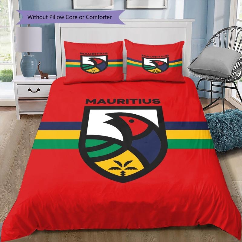 Mauritius National Theme Print 3‑piece Bedding Set, Duvet Cover+2 Pillowcases, Without Pillow Core or Comforter, Home Bedroom Decor