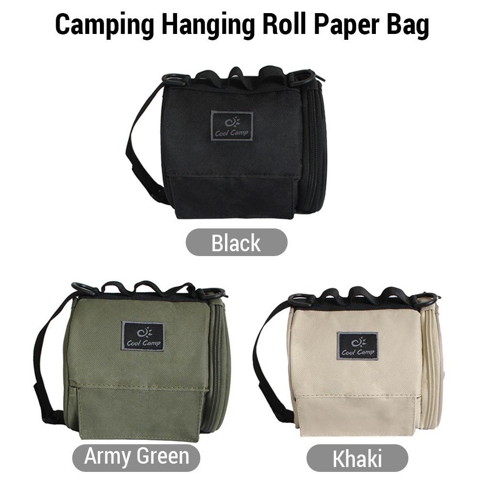 

Oxford cloth Outdoor Roll Paper Bag Dual Access With Handle Hanging Toilet Paper Holder Side Webbing хаки