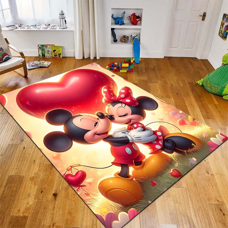 1PC Disney Minnie Mickey Mouse Print Carpet for Living Room Bedroom Kid's Room Home Decor Non-slip Mat Area Rug Luxury Gift