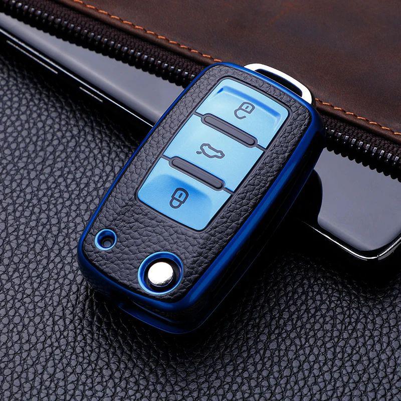1pc TPU Car Key Case Cover For Leather Cover Protection Bag for VW Volkswagen Polo Tiguan Passat Golf Jetta Lavida Skoda Octavia