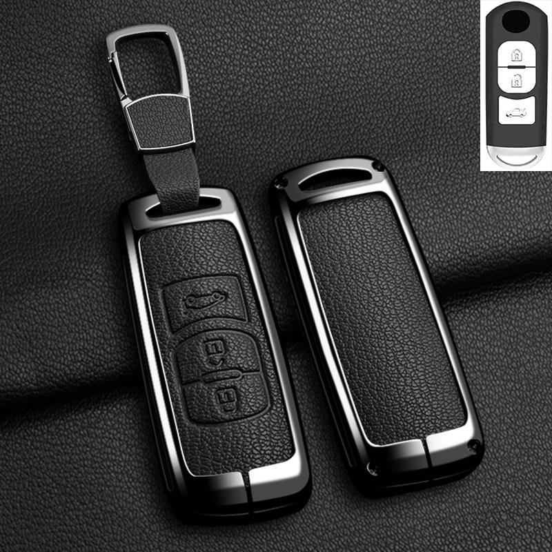 Zinc Alloy Car Key Cover Holder for Mazda Axela Atenza 3 2 6 CX3 CX5 CX30 CX8 CX9 MX5 RX7 RX8 SKYACTIV Remote Protector Keychain