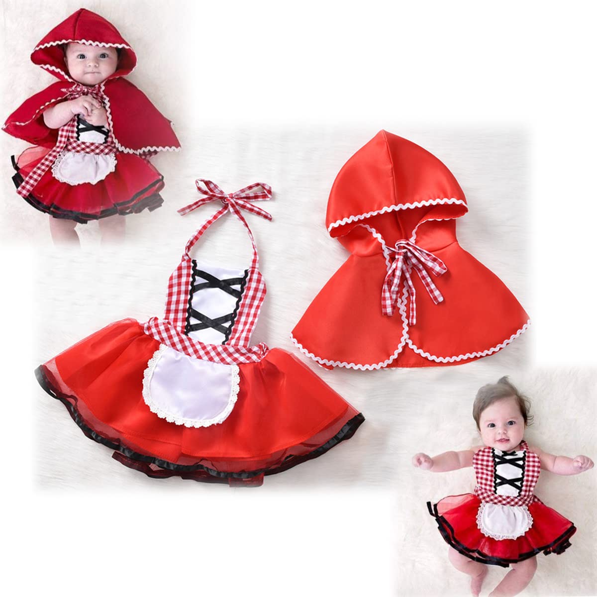 

Косплей Красной Шапочки Хэллоуин Костюм Красной Шапочки Детский Детский Плащ Платье pokapokaya (100)