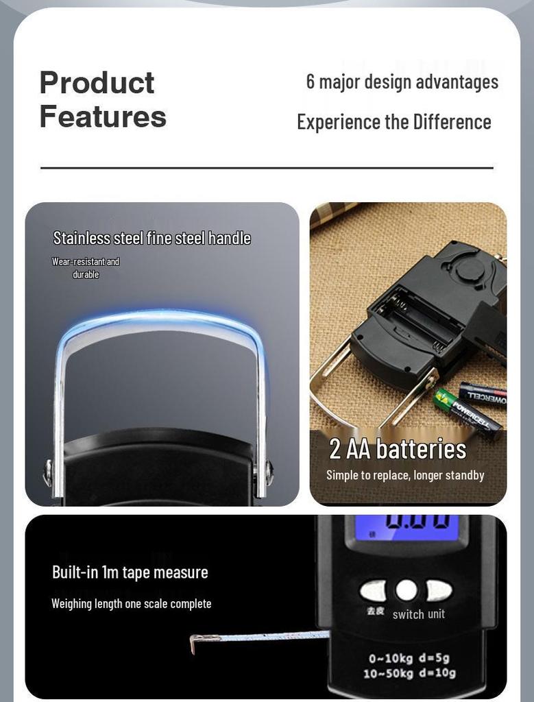 Tragbare elektronische Waage mit hoher Präzision, mit Maßband und Federaufhängevorrichtung