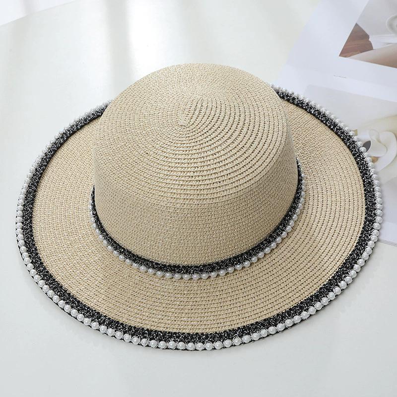 New Women's Summer UV Protection Sweet Ribbon Seaside Vacation Sunshade Bucket Hat Bow Large Brim Straw Hat