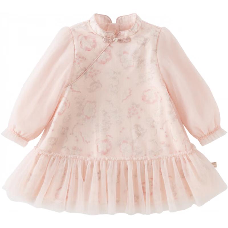 ДЭЙВ И БЕЛЛА Детское платье-сетка с цветочным принтом в китайском стиле 130cm