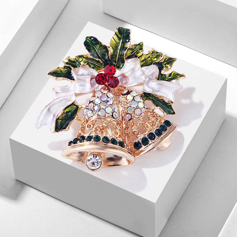 1pc, Delicate Fresh Christmas Bell Design Brooch, Exquisite Alloy Lapel Pin, for Party Supplies Clothing Bag Decors Jewelry Gift