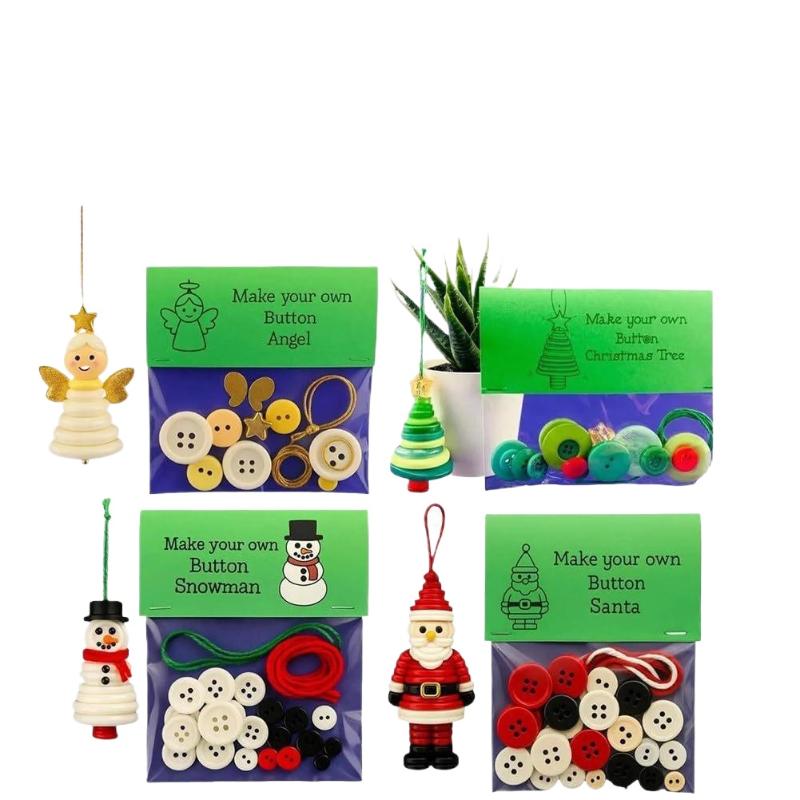Christmas Crafts Ornament Kit DIY Xmas Colorful Button Hanging Ornaments For Holiday Party Supplies Decoration Gifts