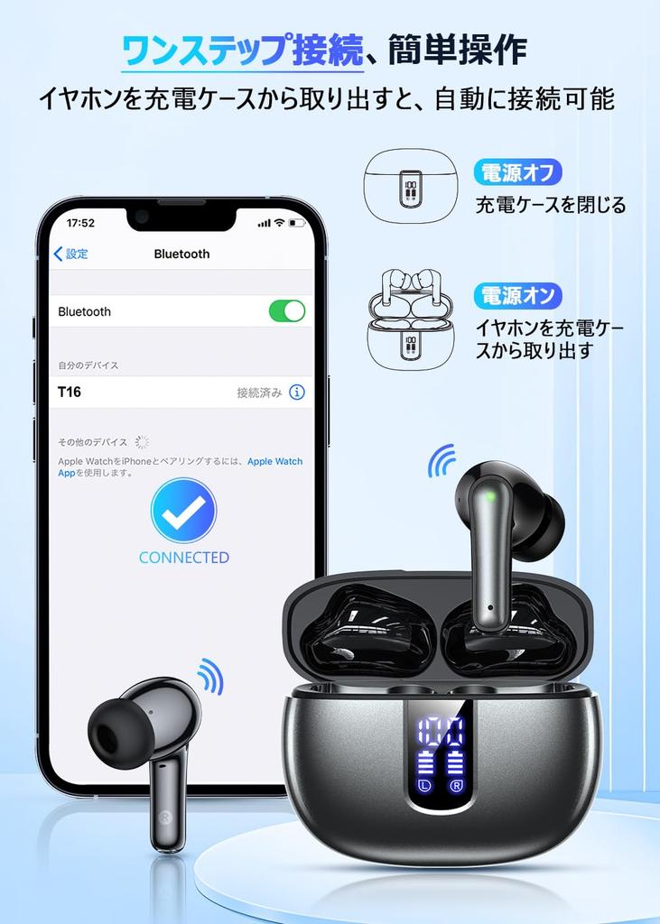 Foxotin Bluetooth Wireless Earbuds for Professional LED Fast Comfortable Up To 48 Hours of Deep Automatic Pairing [New 2025, Model] Display, Type-C