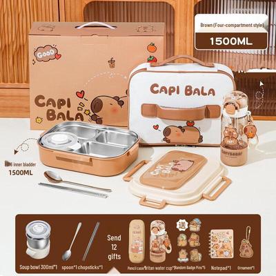 Wutuo Capybara Insulated Lunch Box Set for Students