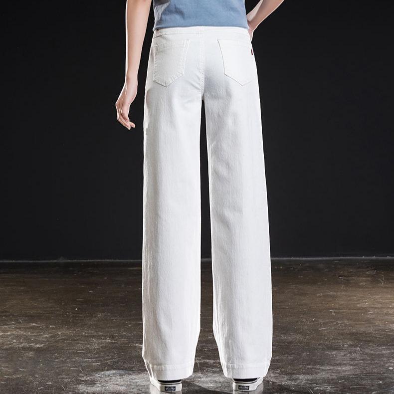 Spring Women's Straight-leg Jeans High-waisted Loose Stretch Jeans Wide-leg Jeans