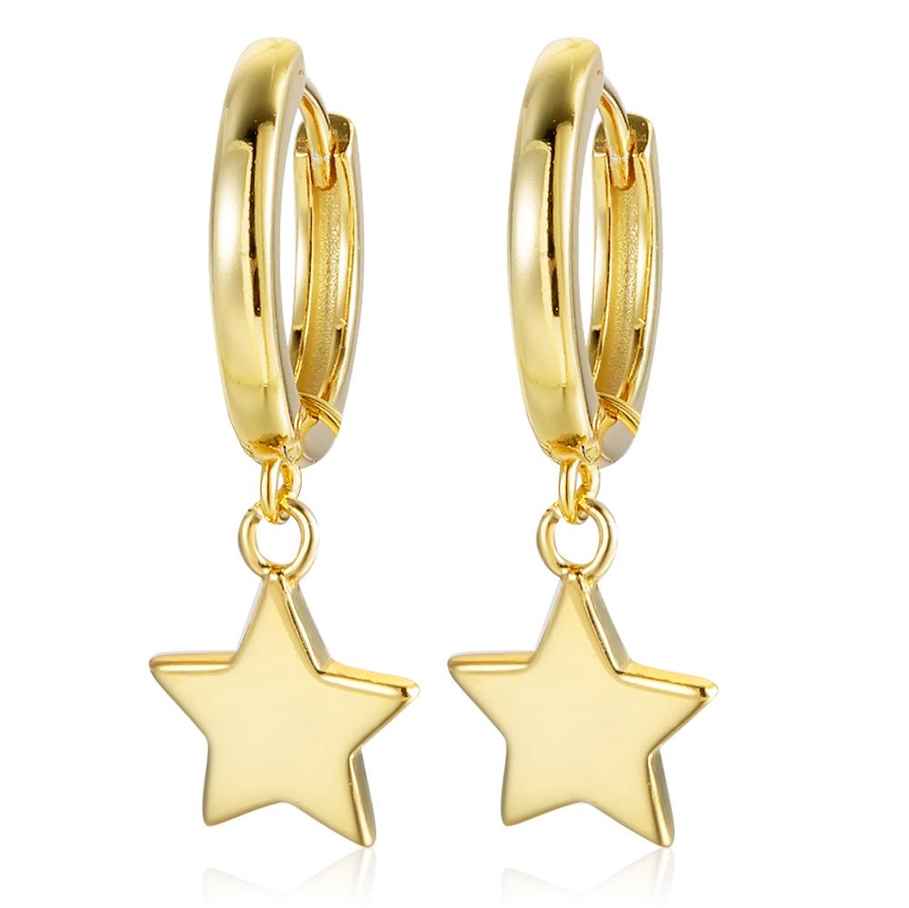 

Fashion Gold Color Lightning Star Hoop Earrings for Women Simple Circle Cartilage Piercing Huggies Hoops Bijoux Femme Zircon