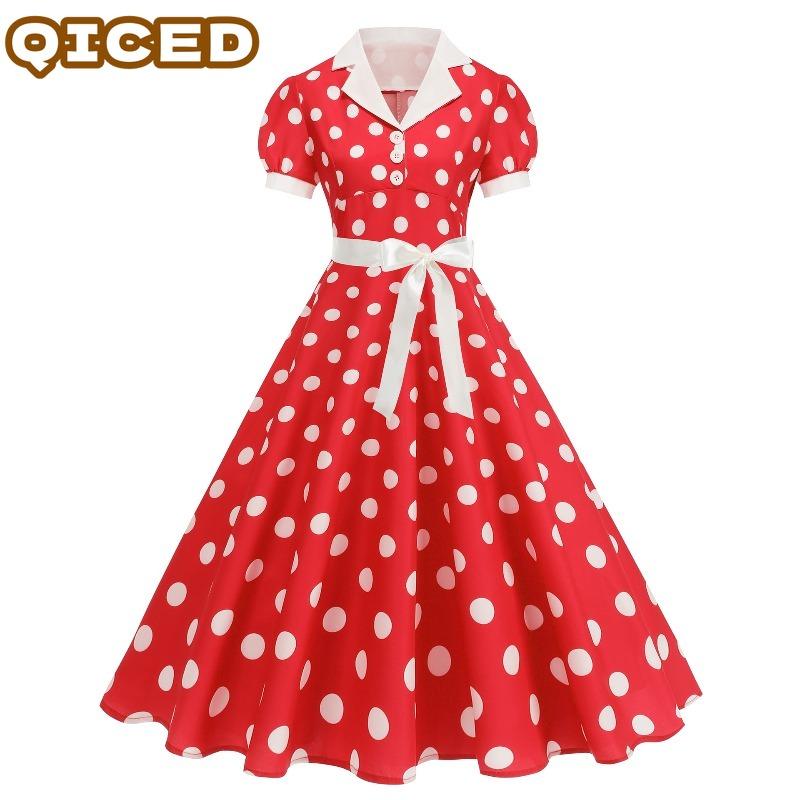 QICED Fashion Summer Spring Short Sleeve V-Neck Casual Dresses