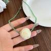 Fresh Sweet Mesh Rose Beaded Necklace for Women, Niche Dopamine Style Versatile Collarbone Chain Short Choker Fashion Neck Accessories