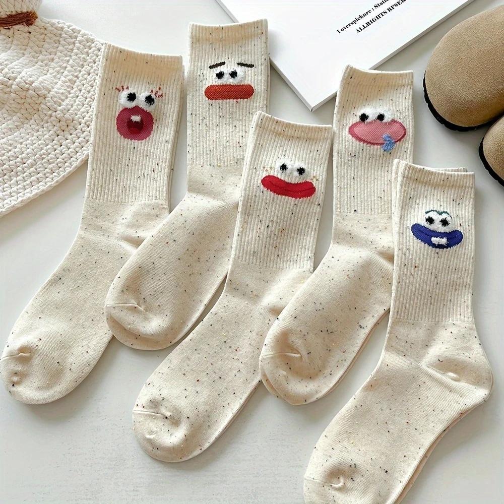 

5pais Женские носки до середины икры с милым рисунком — элегантные, удобные из смеси полиэстера для осени и зимы