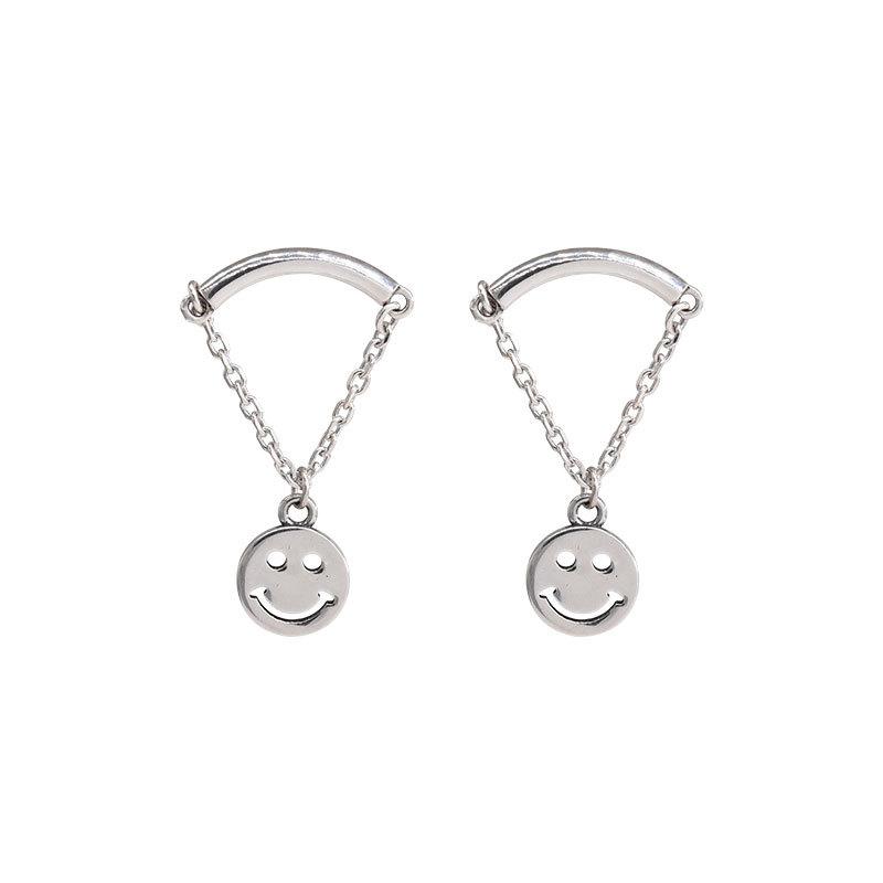 Simple and Personalized Chain Smiling Face and Smile Earrings New Trendy Niche Design