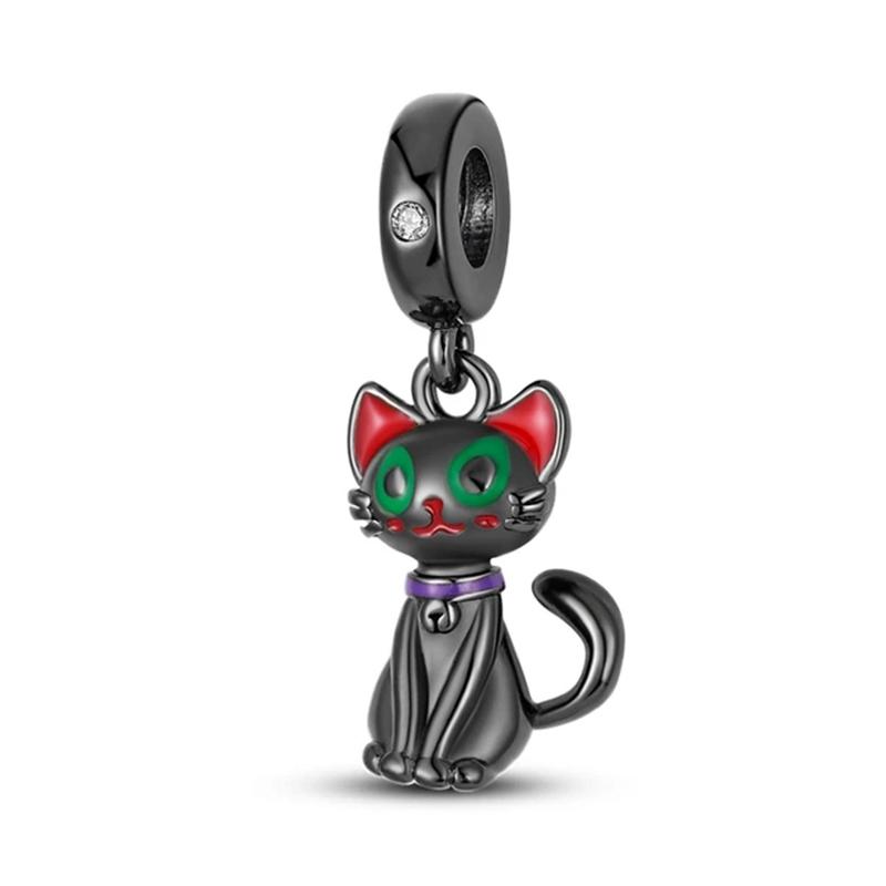S Black Animal Pendant Series Gothic Skeleton Cat Women'S Jewelry Suitable For Diy Bracelets Necklaces Accessories