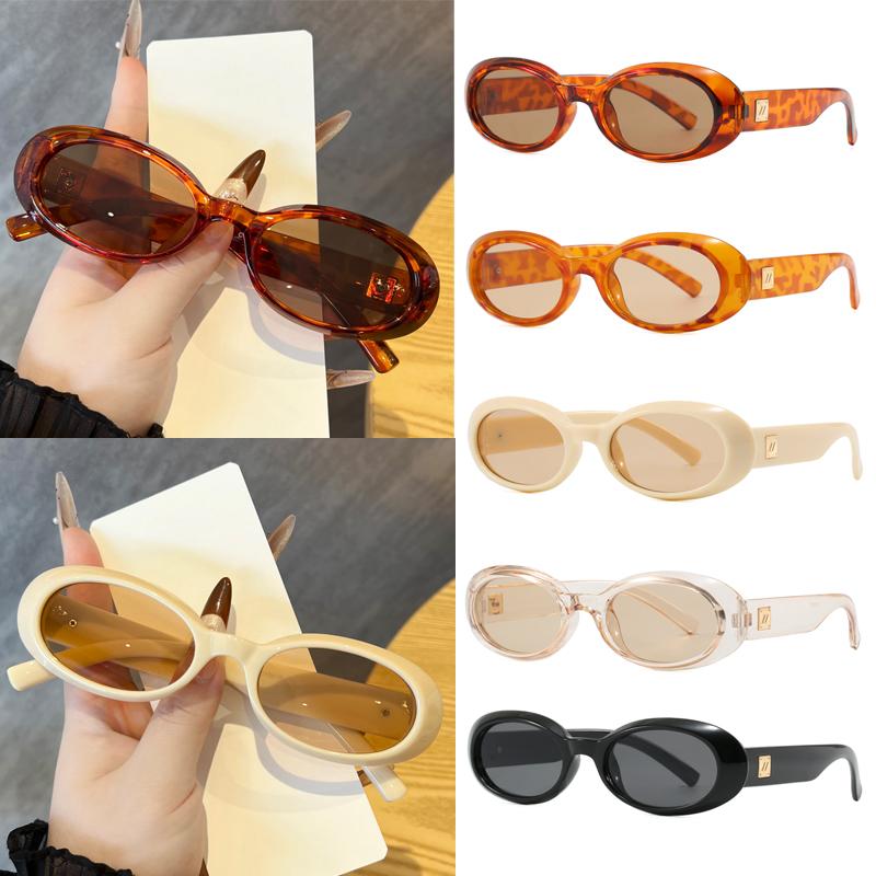 5pcs Retro Oval Sunglasses UV400 Protection Outdoor Riding Cycling Shades for Women Men Punk Style